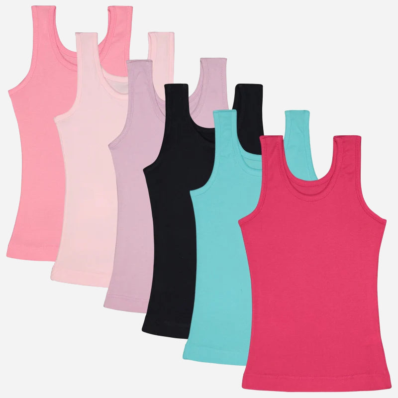 Bodycare Girls Round Neck Sleeveless Vest Pack Of 6