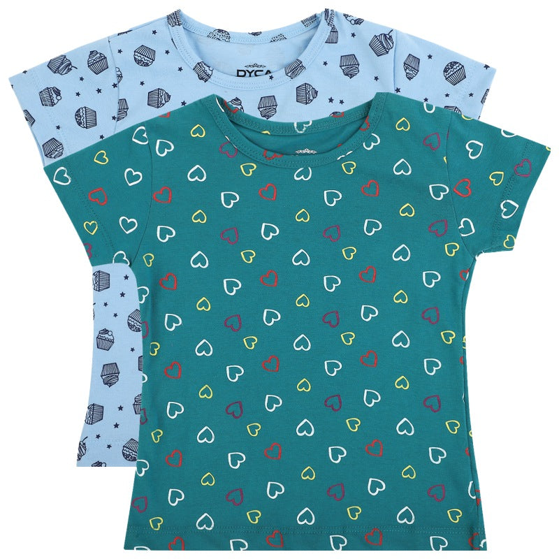 DYCA Girls Tshirt Round Neck Half Sleeves Pack Of 2