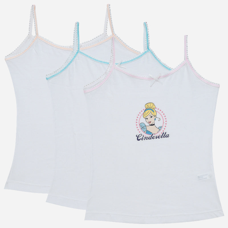 Bodycare Princess Girls Vest Round Neck Sleeveless Solid Pack Of 3