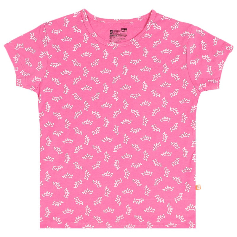 Bodycare Girls Round Neck Half Sleeves Printed Tshirt