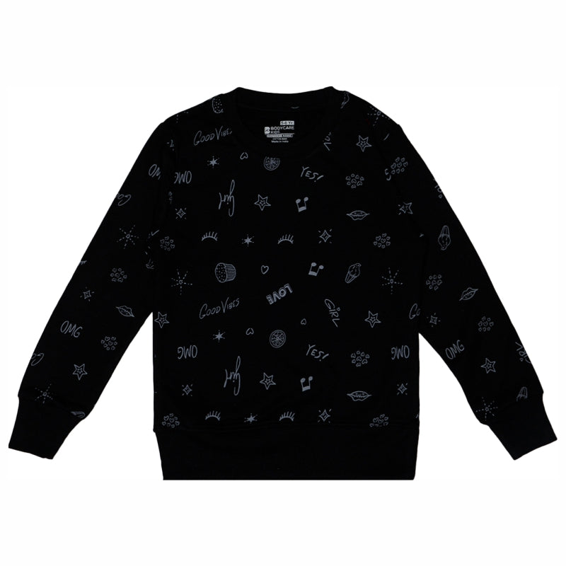 Bodycare Girls Round Neck Full Sleeves Printed Sweat Shirt