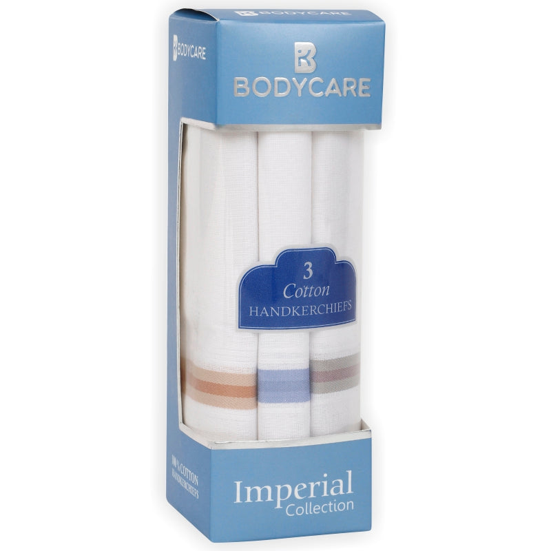 Bodycare Mens Cotton Handkerchief Pack Of 3-White