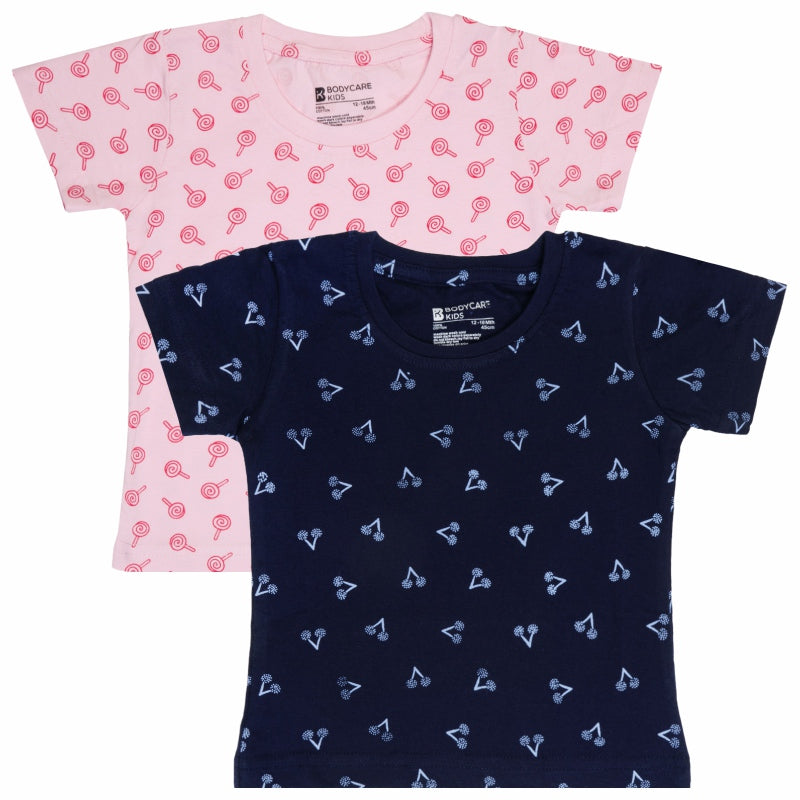 Bodycare Girls Round Neck Half Sleeves Tshirt Pack Of 2