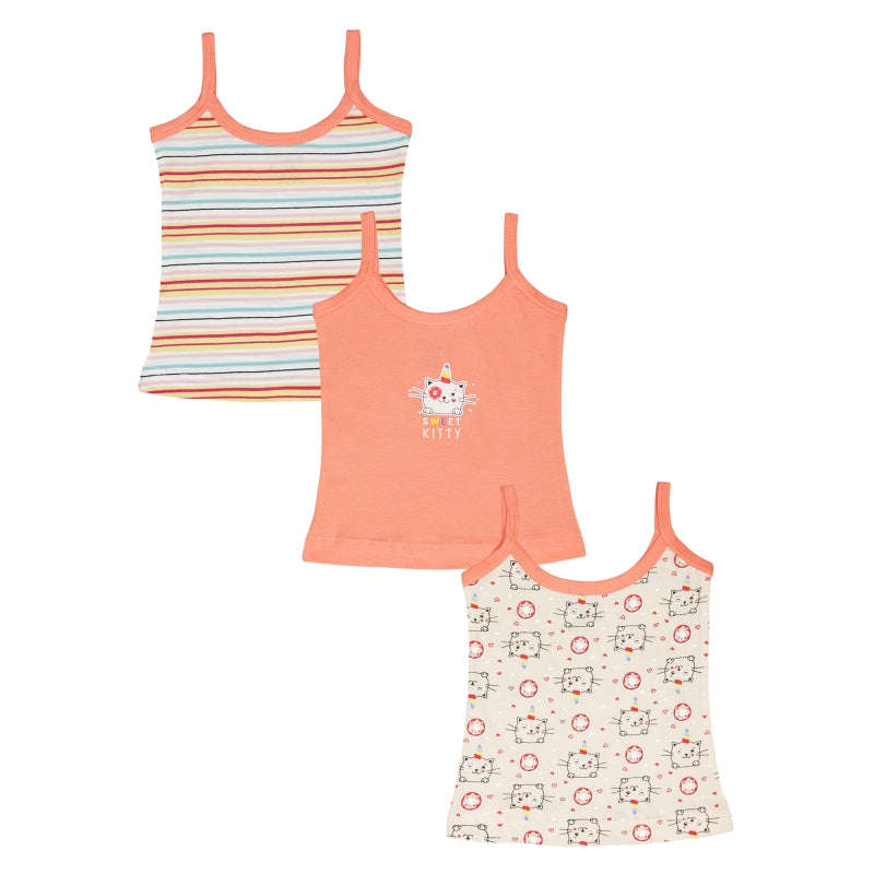 Bodycare Girls Dori Neck Sleeveless Vest Pack Of 3
