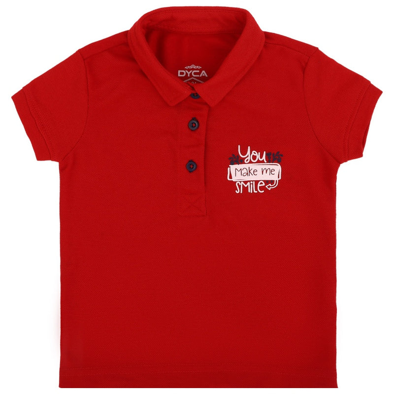 DYCA Girls Tshirt Collar Half Sleeves Solid