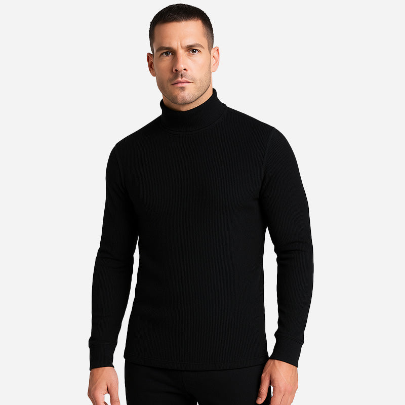 Bodycare Mens Thermal Top High Neck Full Sleeves Solid - Black