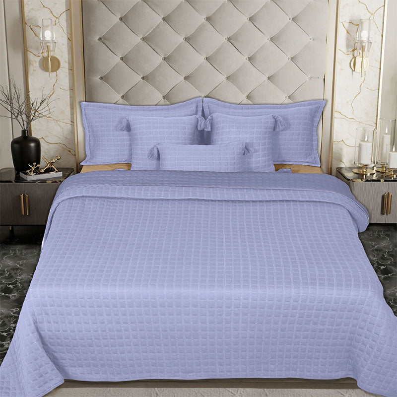 BodyComfy 100% Cotton Hosiery King-Size Fitted Bedcover – Geometrical Quilted Pattern