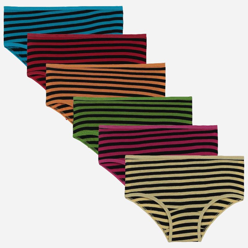 Bodycare Girls Cotton Panty Stripe | Lycra Waistband | Pack Of 6