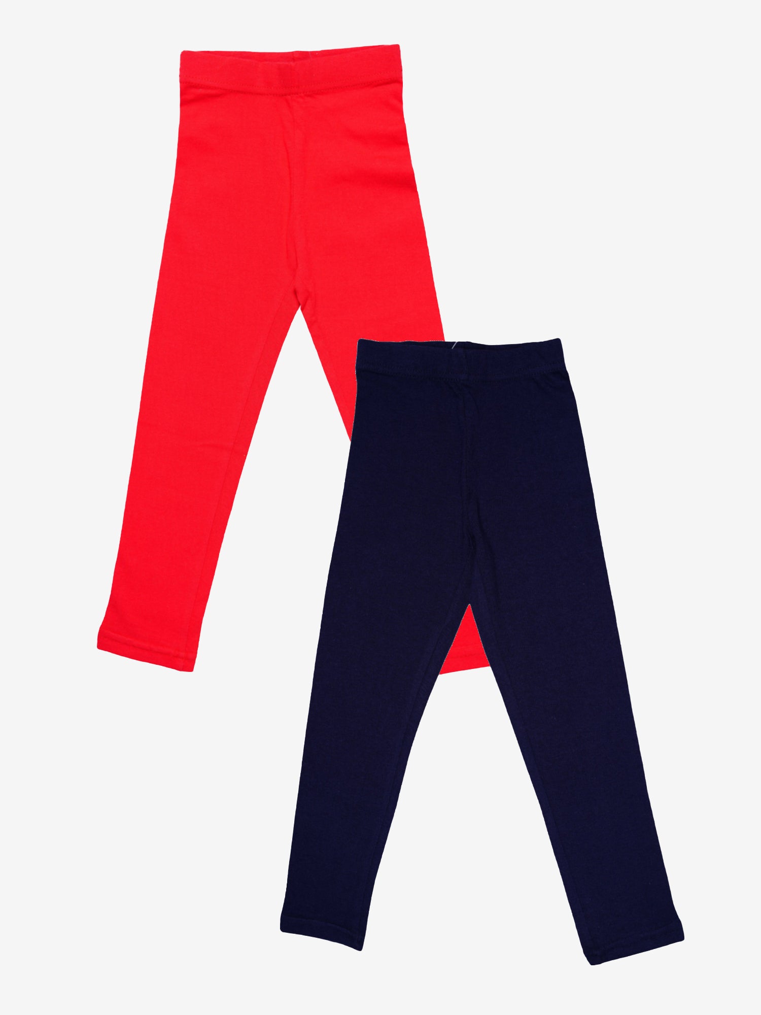 DYCA Girls Solid Leggings Pack of 2 - Navy & Red