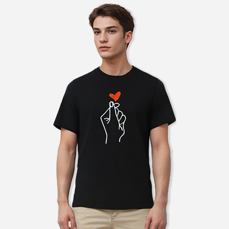 DYCA Men Tshirt Round Neck Half Sleeves - Black