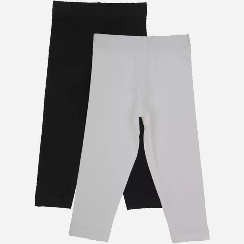 Bodycare Girls Leggings Solid Pack of 2 - White & Black
