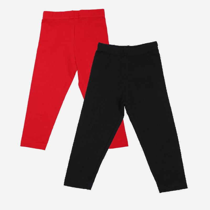 Bodycare Girls Leggings Pack Of 2 - Red & Black