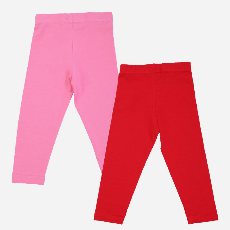 Bodycare Girls Leggings Pack Of 2 - Red & Pink
