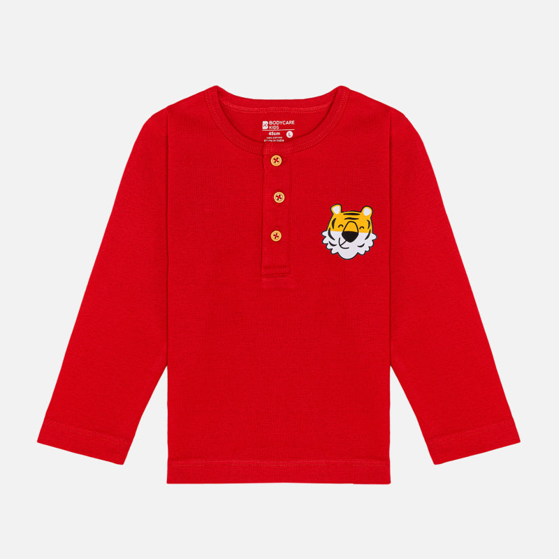 Bodycare Boys Tshirt Henlay Neck Full Sleeves Solid Red