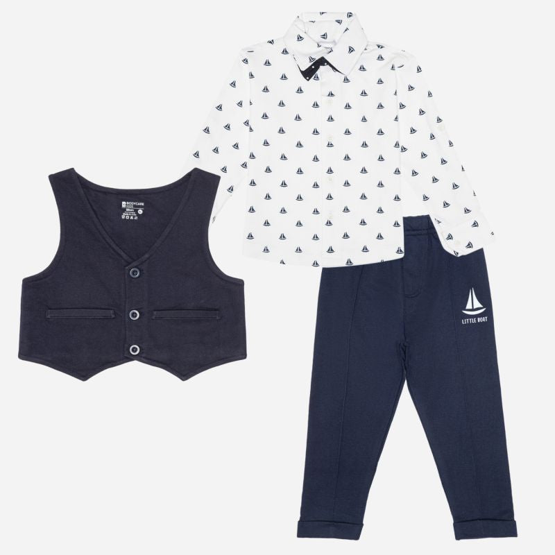 Bodycare Boys Set with Jacket - White & Navy