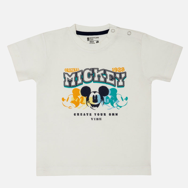 Bodycare Mickey & Friends Boys Tshirt Shoulder Open Half Sleeves - Marshmallow