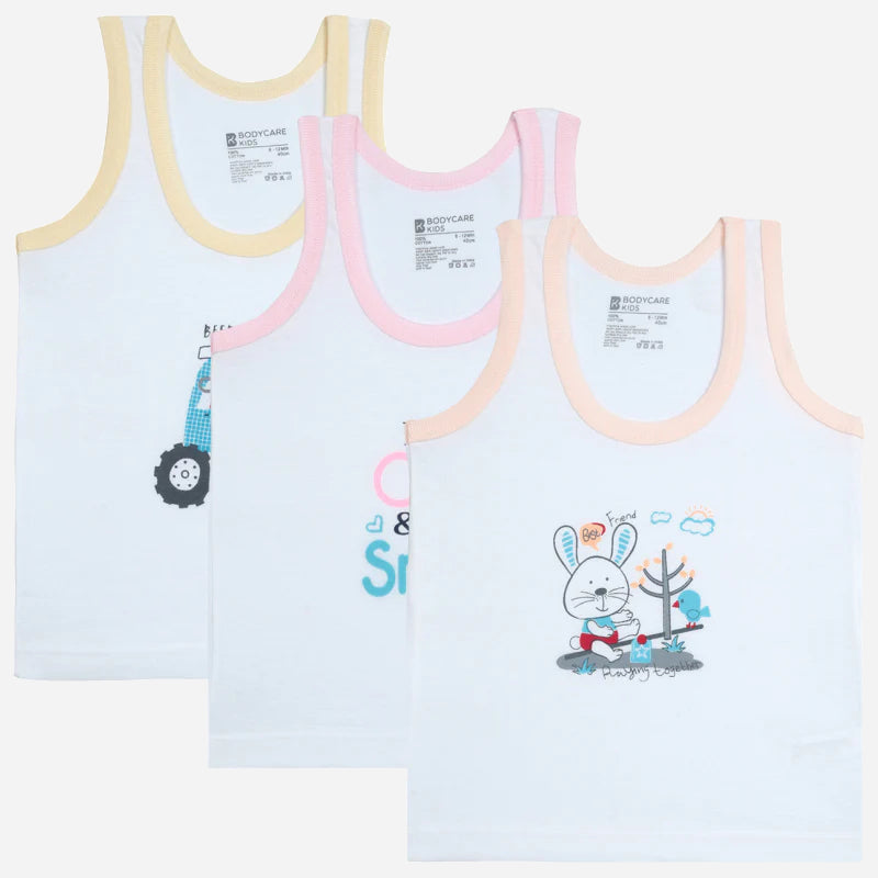 Bodycare Boys Vest Round Neck Sleeveless Solid Pack Of 3