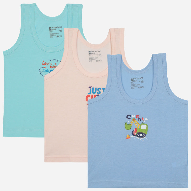 Bodycare Boys Vest Round Neck Sleeveless Solid Pack Of 3