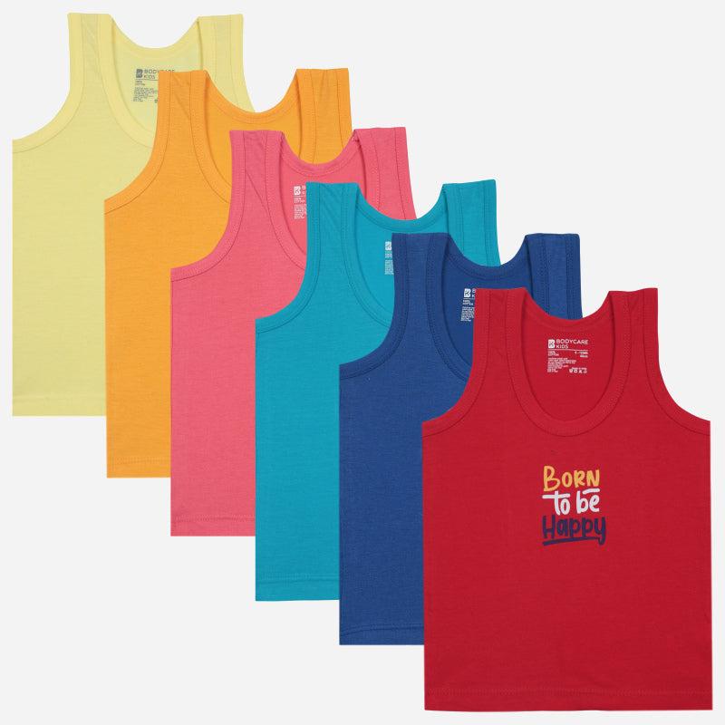 Bodycare Boys Vest Round Neck Sleeveless Solid Pack Of 6