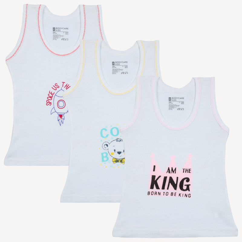 Bodycare Boys Vest Round Neck Sleeveless Solid Pack Of 3