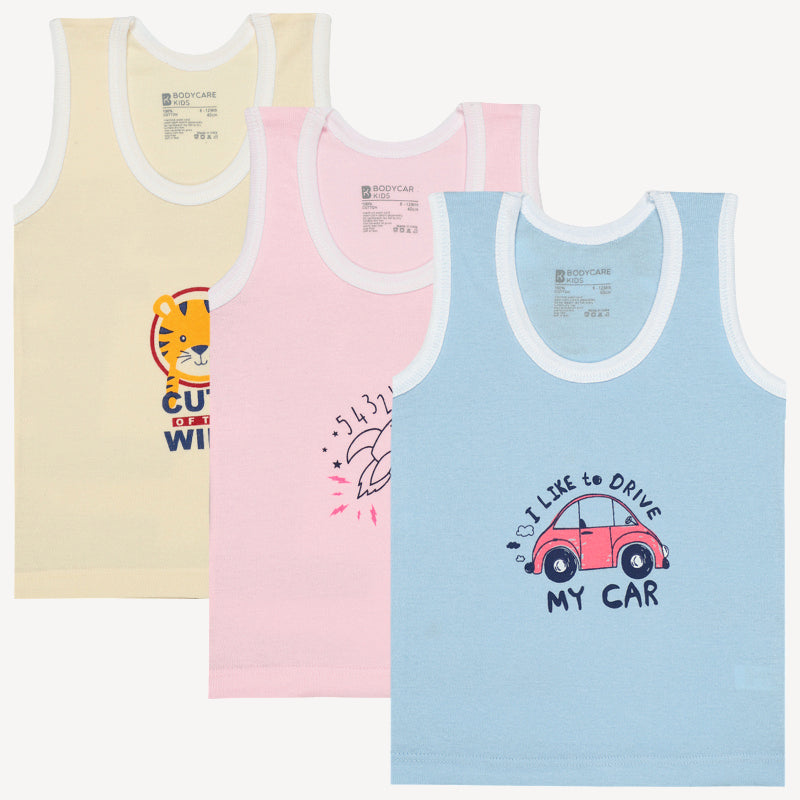 Bodycare Boys Vest Round Neck Sleeveless Solid Pack Of 3