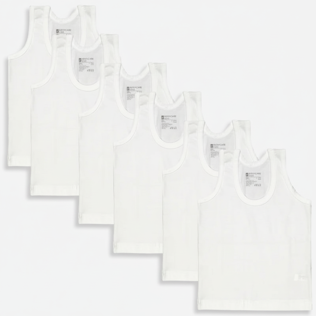 Bodycare Boys Cotton Round Neck Sleeveless Vest Pack Of 6