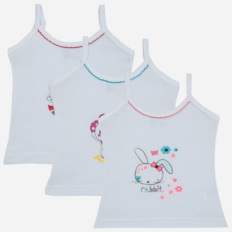 Bodycare Girls Vest Dori Neck Sleeveless Solid Pack Of 3