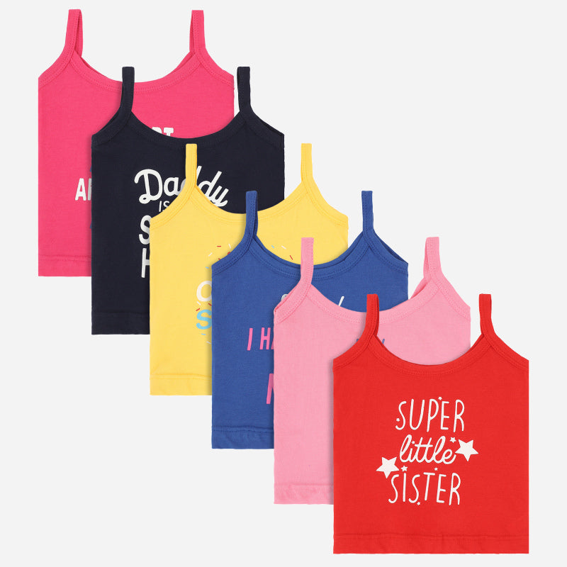 Bodycare Girls Vest Dori Neck Sleeveless Solid Pack Of 6