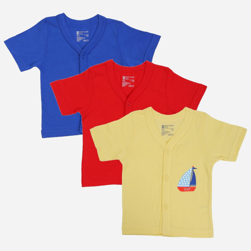 Bodycare Unisex Vest Front Open Half Sleeves Pack Of 3
