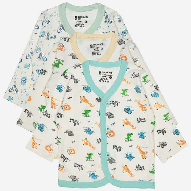 Bodycare Baby Front Open Printed Top Pack Of 3