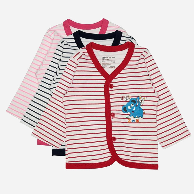 Bodycare Unisex Front Open Striped Top Pack Of 3