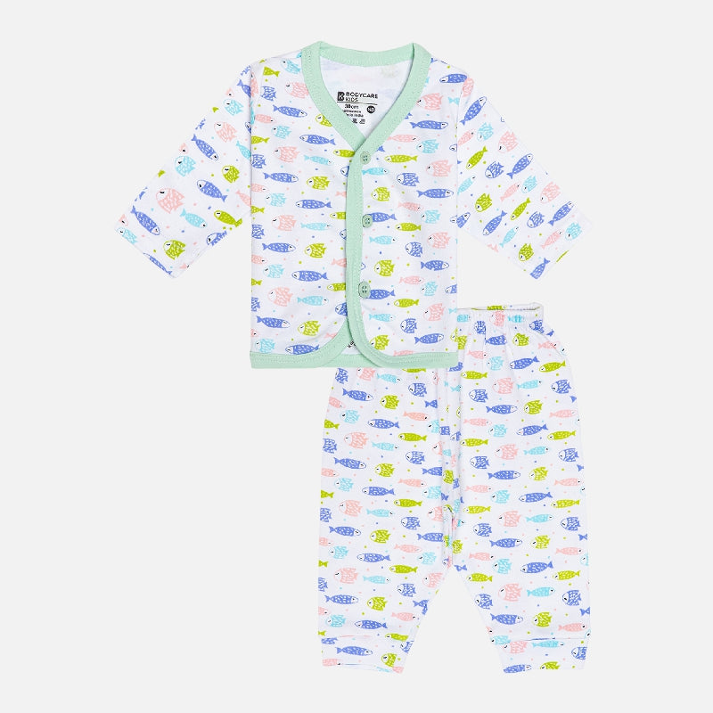 Bodycare Baby Pajami Suit Front Open Full Sleeves Assorted