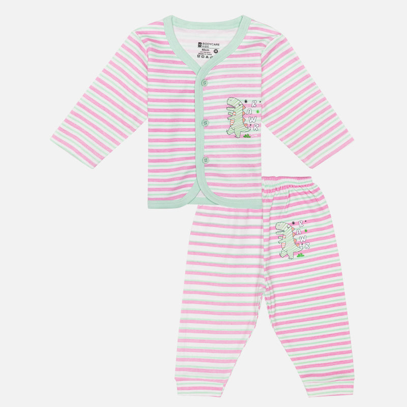 Bodycare Baby Front Open Full Sleeves Green & Pink