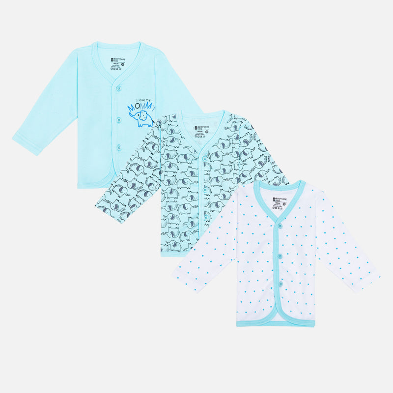 Bodycare Boys Front Open Top Front Open Full Sleeves Solid Assortedp Ack Of 3