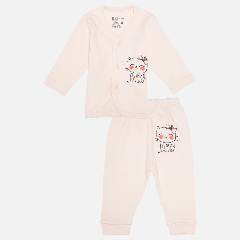 Bodycare Girls Pajami Suit Front Open Full Sleeves Solid - Assorted
