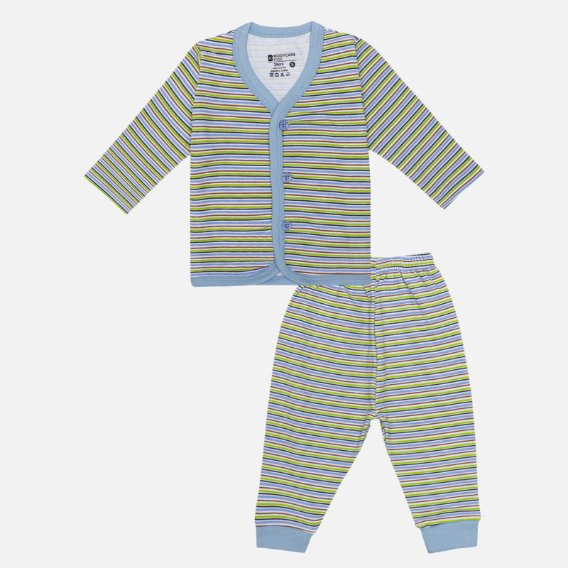 Bodycare Boys Pajami Suit Front Open Full Sleeves Solid Assorted
