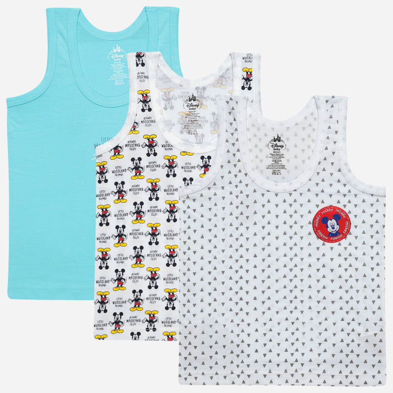 Bodycare Mickey & Friends Boys Vest Round Neck Sleeveles Pack Of 3