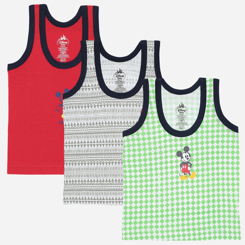 Bodycare Mickey & Friends Boys Vest Round Neck Sleeveless Pack Of 3