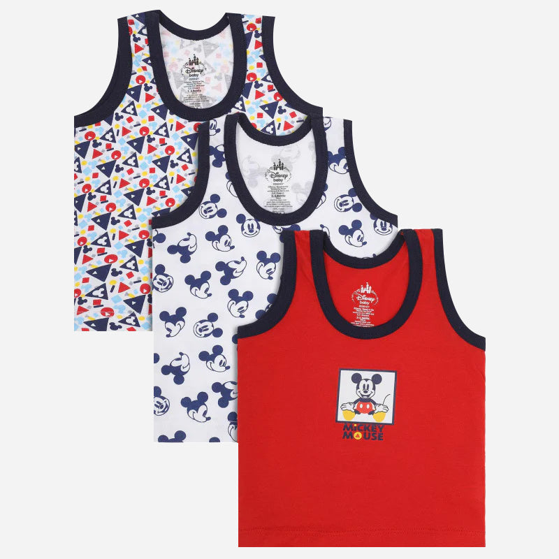 Bodycare Mickey & Friends Boys Vest Round Neck Sleeveless Pack Of 3