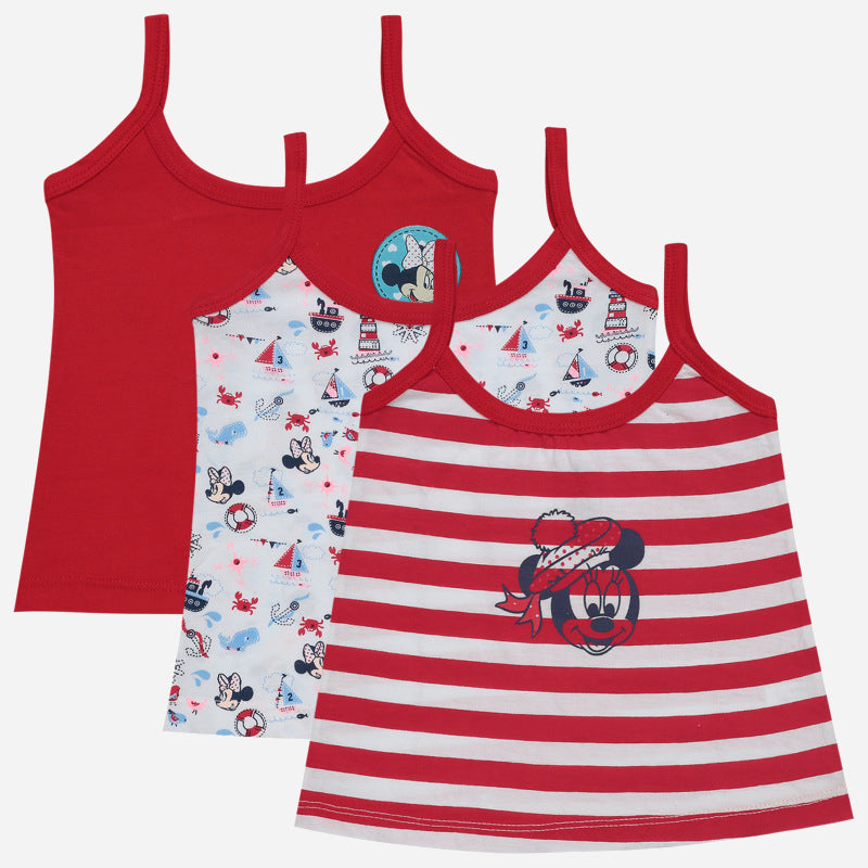 Bodycare Minnie & Friends Girls Vest Dori Neck Sleeveless Pack Of 3