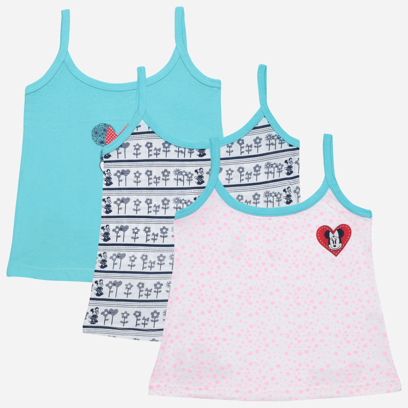 Bodycare Minnie & Friends Girls Vest Dori Neck Sleeveless Pack Of 3