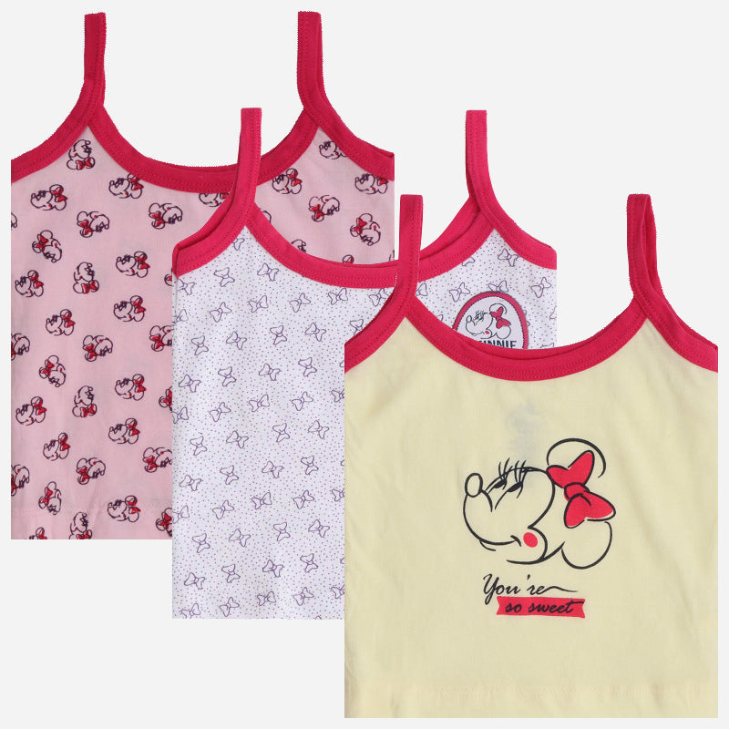 Bodycare Minnie & Friends Girls Vest Dori Neck Sleeveless Pack Of 3