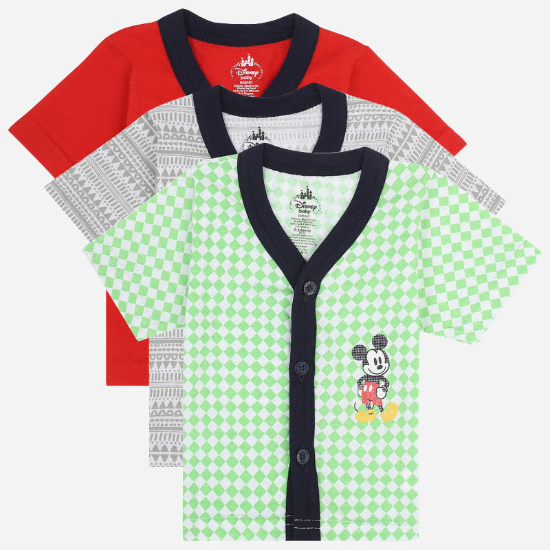 Bodycare Mickey & Friends Boys Vest Front Open Half Sleeves Pack Of 3