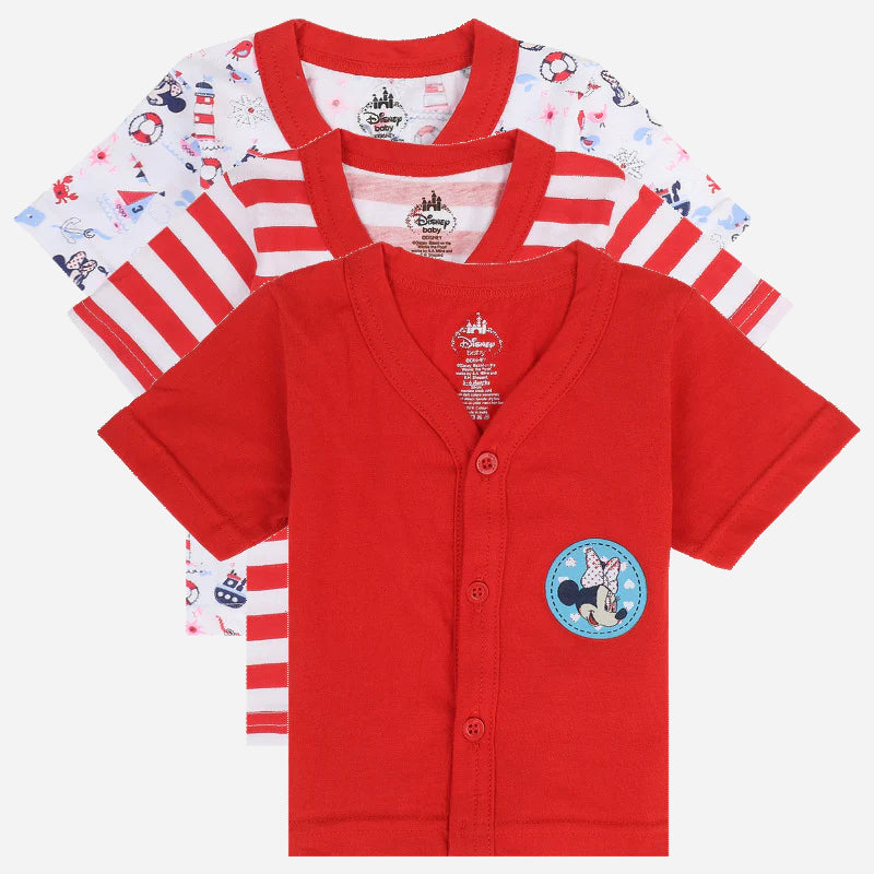 Bodycare Minnie & Friends Girls Vest Dori Neck Half Sleeves Pack Of 3