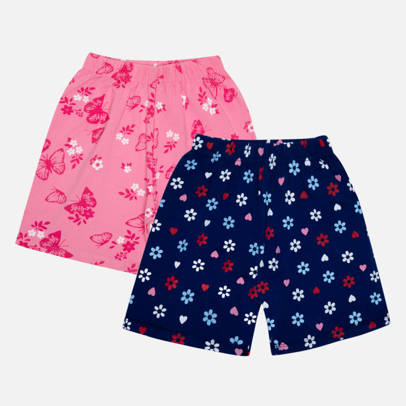 Bodycare Girls Shorts Pack of 2  - Indigo Blue & Pink
