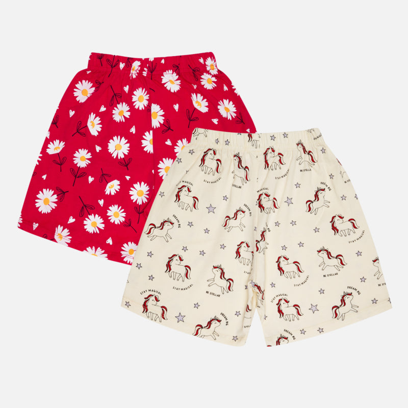 Bodycare Girls Shorts Pack of 2  - Fuchsia & White