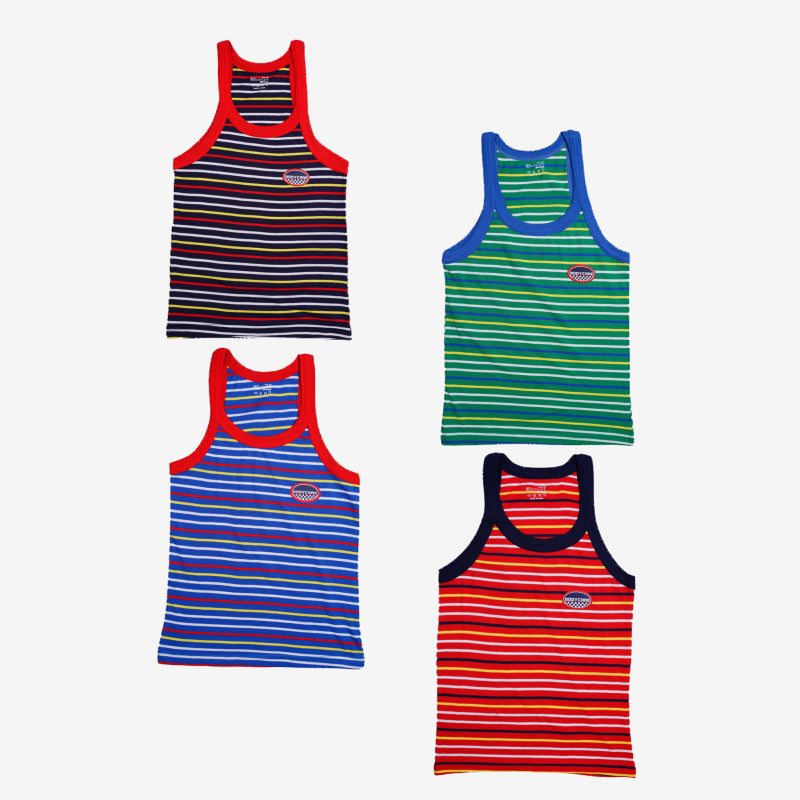 Bodycare Boys Vest Round Neck Sleeveless Pack Of 4 - Assorted