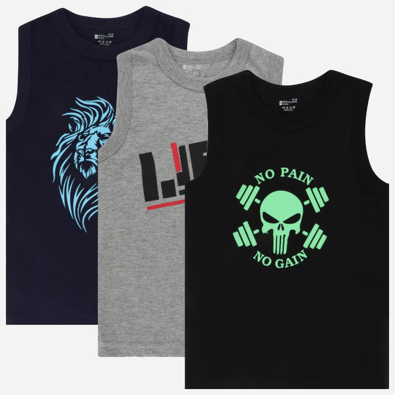 Bodycare Boys Vest Round Neck Sleeveless Pack Of 3