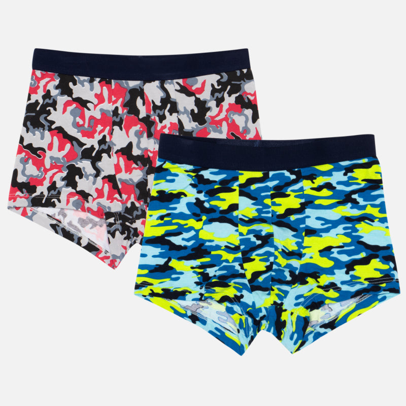 Bodycare Boys Trunk Self Design Pack of 2 - Mint & Red Grey