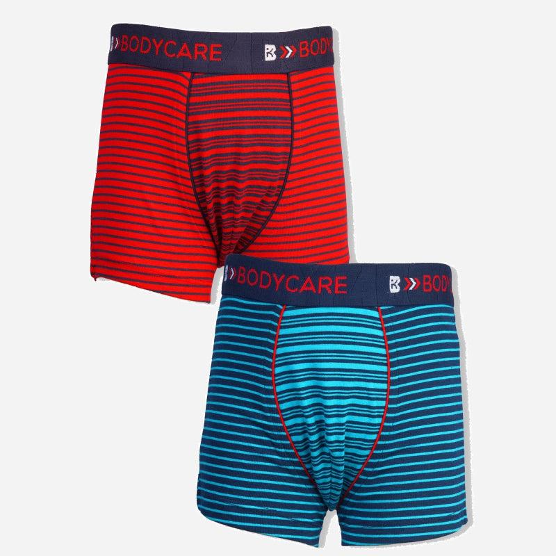 Bodycare Boys Trunks Stripe Red & Blue Pack Of 2